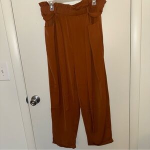 Women's Rust Orange Paperbag Pants